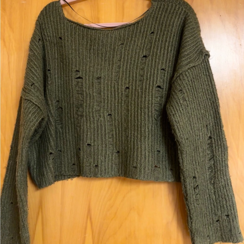 Olive green Urban Outfitters crop sweater
